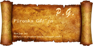 Piroska Géza névjegykártya
